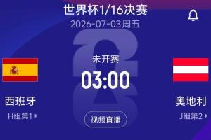 1/16決賽對(duì)陣：奧地利對(duì)陣西班牙！北京時(shí)間7月3日3:00開(kāi)球
