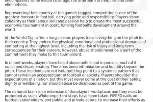 官方：FIFPRO呼吁各方聯(lián)合行動(dòng)，保護(hù)球員免受各類的惡意侵害行為