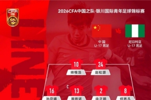 銀川國際青年足球錦標賽，U17國足vs尼日利亞U17，中國隊首發(fā)陣容
